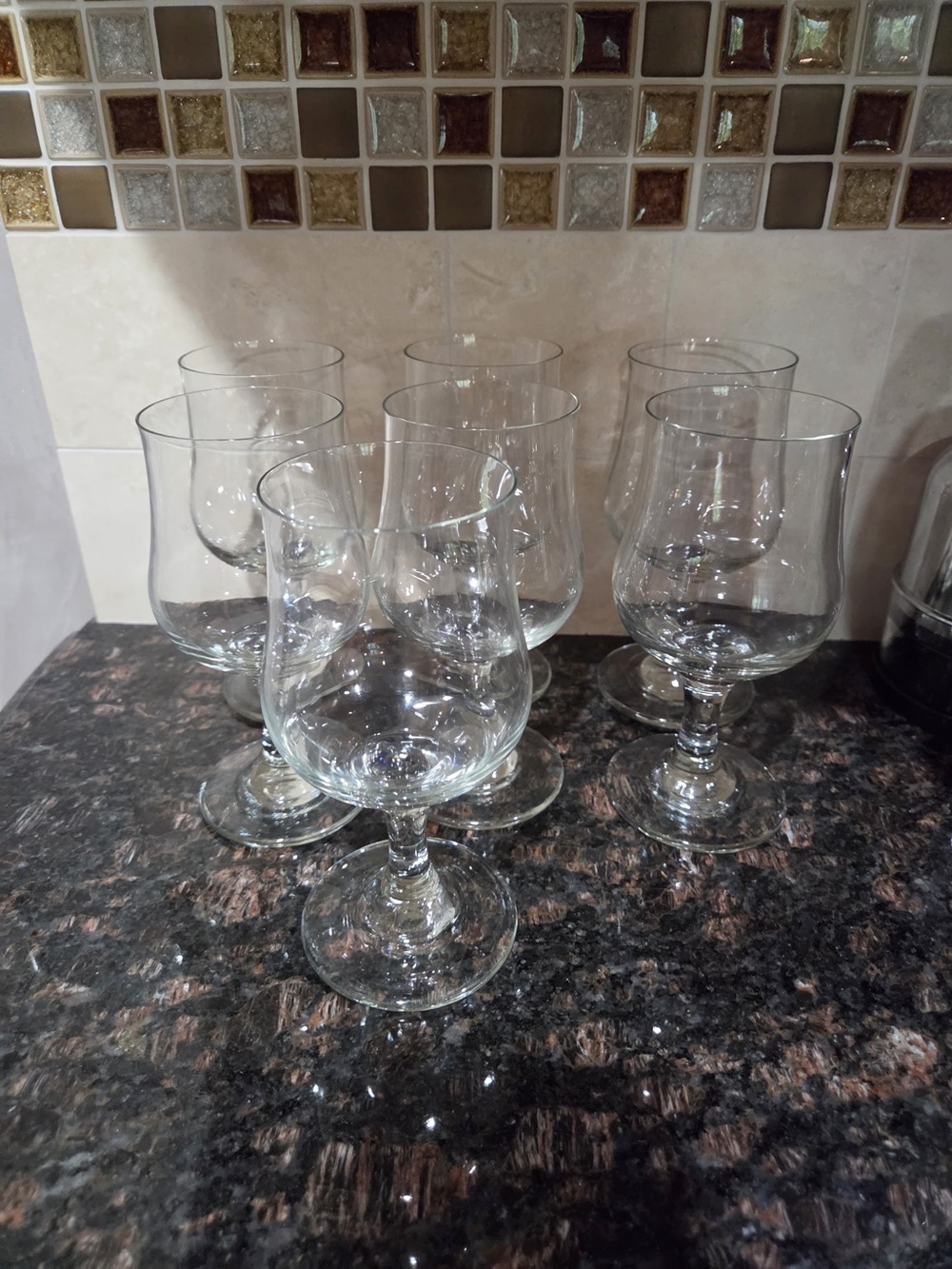 Clear Glass Goblet Set 7- Elegant Stemware (Clear)